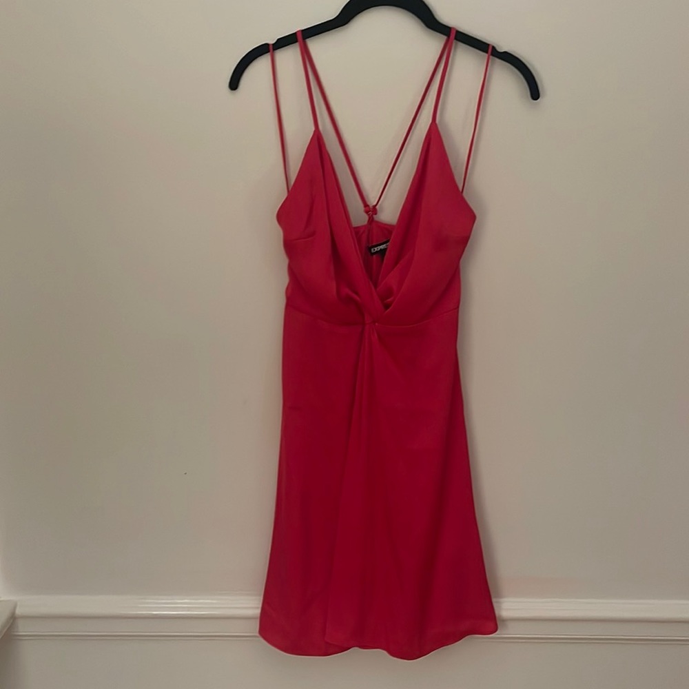 Size 0 silk hot pink mini dress form express